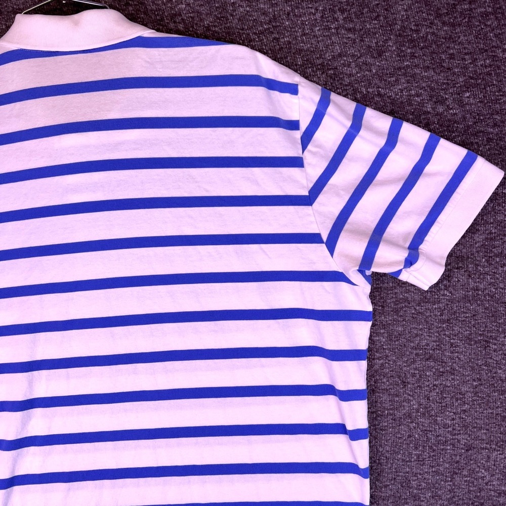 VTG Polo Ralph Lauren Shirt Men XL Striped Short Sleeve Red Pony Logo White Blue - Picture 13 of 16
